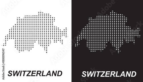 Switzerland Dotted Map, Halftone Style Modern Digital Outline of Swiss Confederation Vector EPS