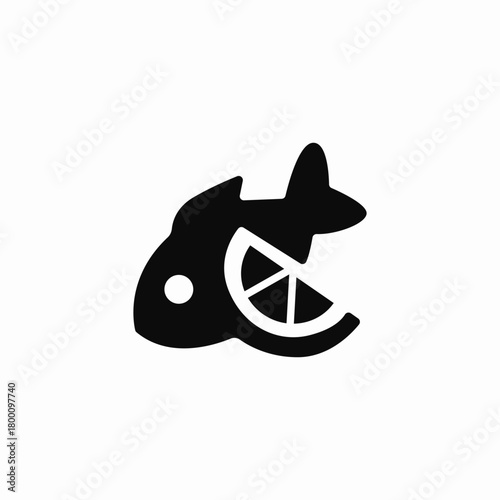 fish lemon pair icon sign vector