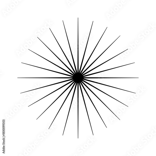 Abstract radial starburst pattern with sharp lines emanating from a dark central point creating a symmetrical and energetic symmetrical design