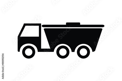 Silhouette Illustration of a Dump Truck on White Background