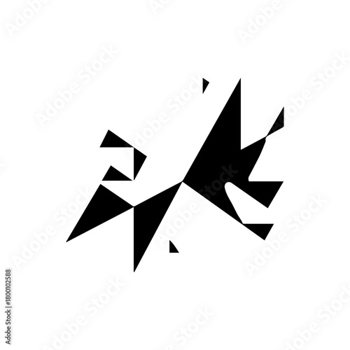 Abstract geometric black and white composition formed by sharp triangles and polygons creating a dynamic and modern artistic design element