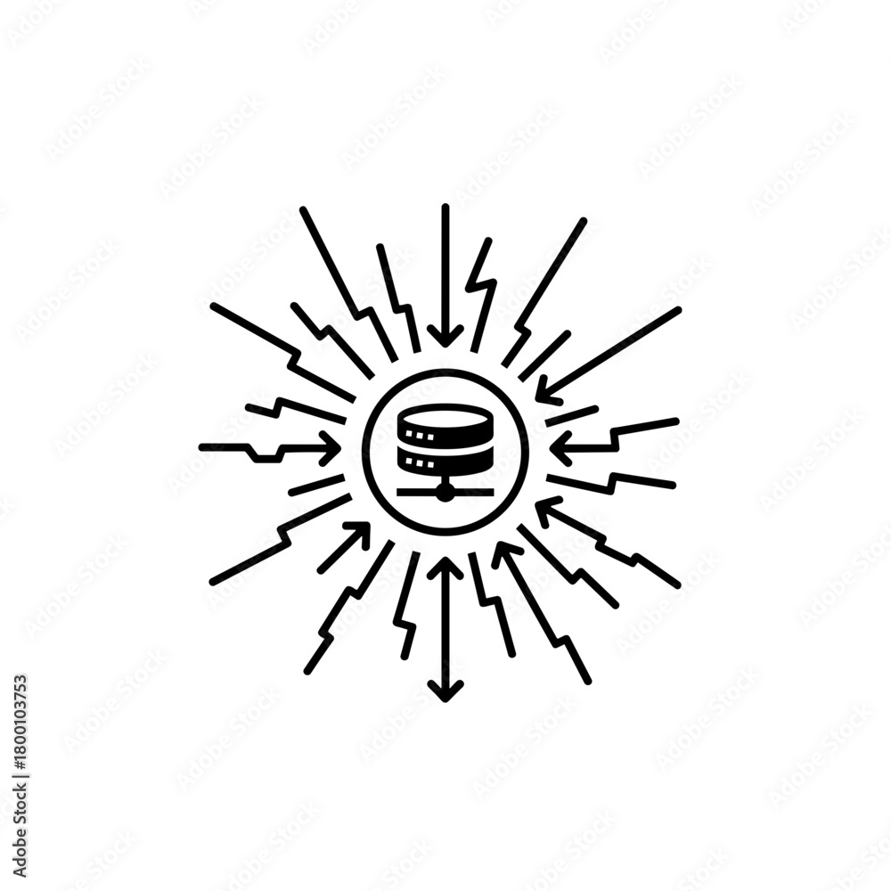 Fototapeta premium DDoS attack concept illustration with data and explosive effects on transparent background