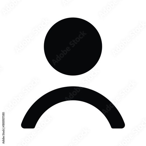 Simple icon representing a single person or user profile, isolated on