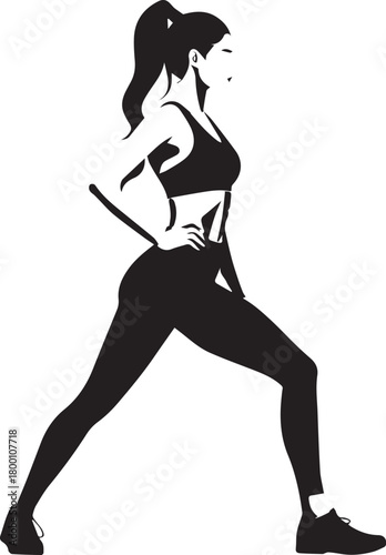 Silhouette of a woman in sportswear doing a lunge