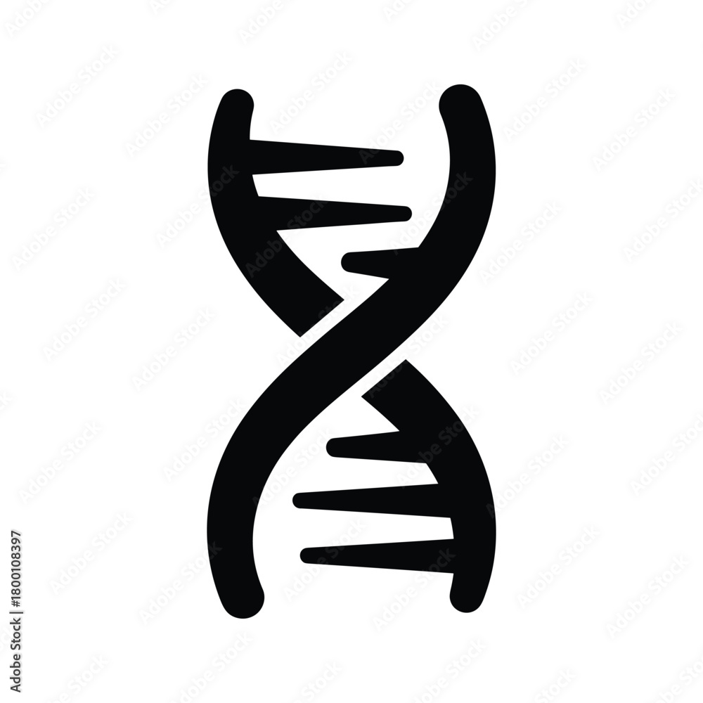 Fototapeta premium Black dna helix icon, isolated on
