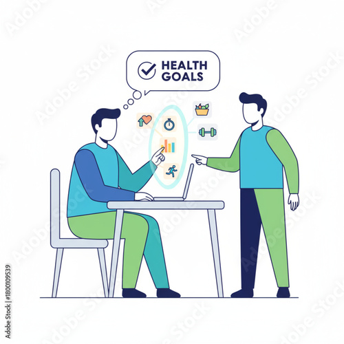 Health Goals Planning and Consultation Strategy Vector Illustration