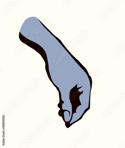 A hand is holding a pinch of salt. Vector drawing