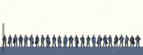 Vector drawing. Standing Businessman in a queue