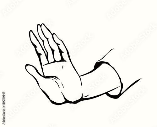 Hand showing no. Vector drawing