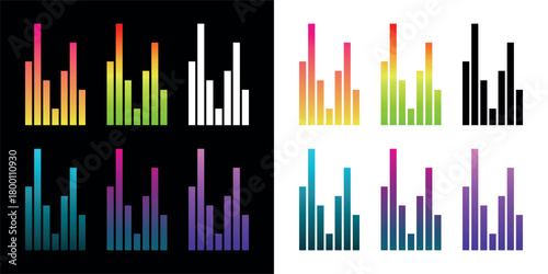 An equalizer or sound icon. A sound wave, spectrogram (sonogram), or diagram. A symbol for sound volume. A screen or player attribute. A symbol for sound, speech (voice), or music. 