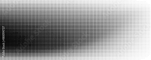Black halftone dot wave pattern. Abstract grain fluid texture background. Dotted grit curve wallpaper. rasterized undulate swoosh overlay for poster, booklet, banner, brochure, flyer, leaflet. Vector