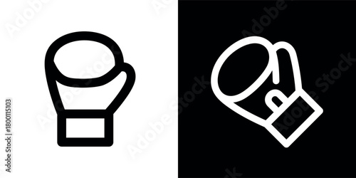 Boxing gloves icon. Part of a boxer's or fighter's equipment. Symbol of strength, punching, or a competitive match. A sporting attribute.