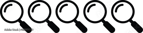 Magnifying Glass Icons Array Examining Details & Searching for Information Across Multiple Elements