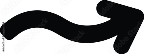 Black Arrow Icon Wavy Path from Left to Right, Indicating Direction
