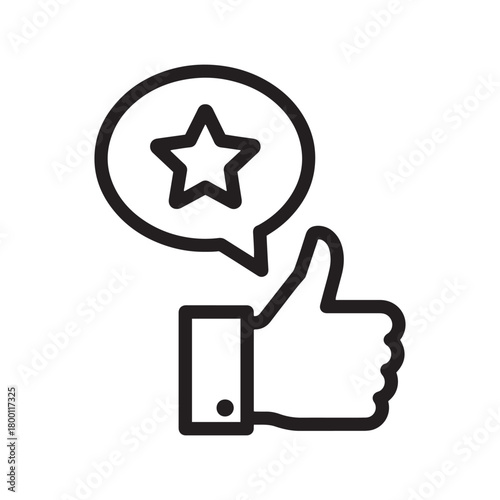 Positive feedback and star rating with thumbs up gesture icon