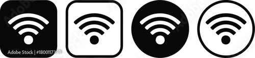 A versatile collection of monochrome wireless connectivity symbols. Vector graphic illustrations of Wi-Fi icons isolated for modern user interface design