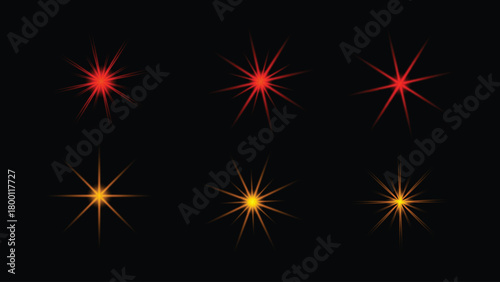 Radiant light effect set, starburst with vibrant lens flare
