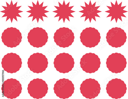 A collection of starburst and scalloped circle shapes, perfect for adding flair to designs