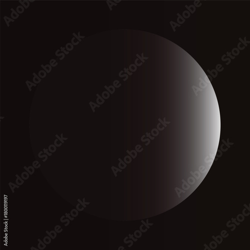 Abstract dark sphere with partial light gradient effect in space