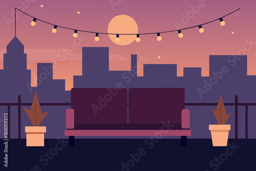 Rooftop view at sunset