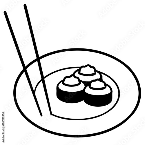 Sushi rolls with sticks