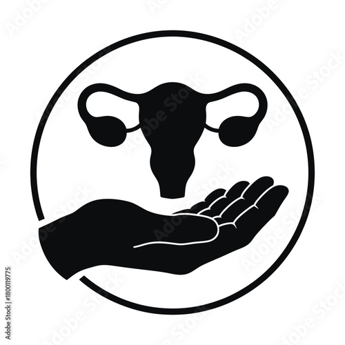 A symbolic representation of female reproductive health, featuring a uterus held in a caring hand isolated on, emphasizing wellness and empowerment