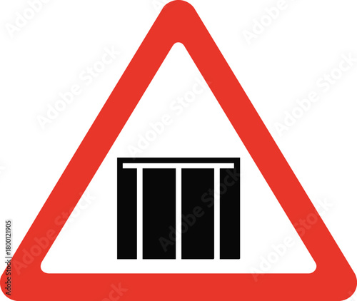 Road Block Ahead Warning Sign Indicating Barrier Obstruction Inside Red Triangle Traffic Symbol