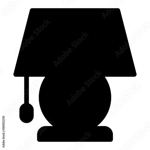 Nightstand lamp solid icon, interior lamp concept. Vector graphics. Lamp sign on white background, style icon mobile or web design.