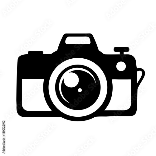 A black silhouette of a camera, isolated on a
