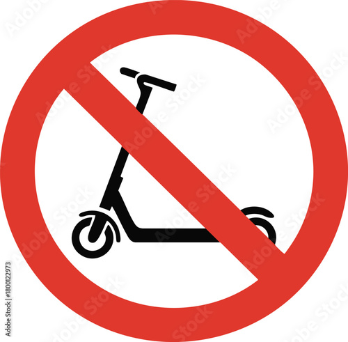Prohibition Sign Indicating No Scooter Access Allowed For Safety Warning And Restricted Traffic Areas