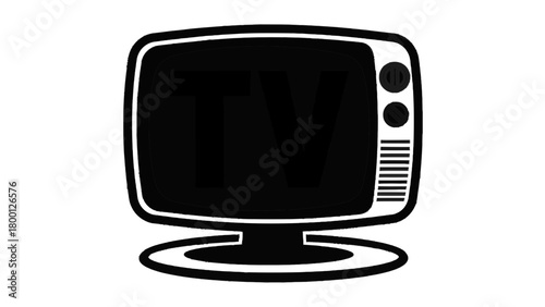 Vector illustration of retro television set with the letters tv displayed on screen, isolated on transparent background 