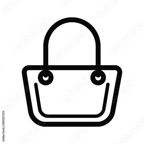 Outline icon of a handbag, isolated on