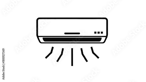 Vector illustration of air conditioner icon blowing cool air, isolated on transparent background 