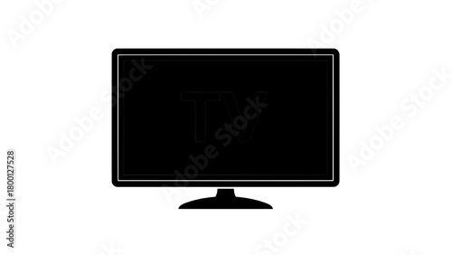 Vector illustration of black and white illustration of a television screen with the letters tv displayed on it, isolated on transparent background 