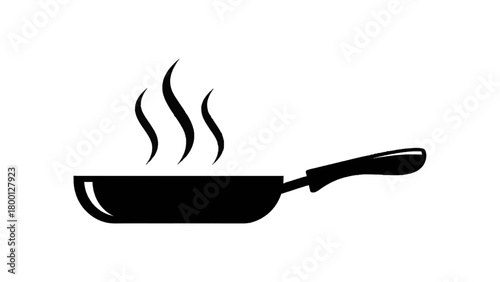 Vector illustration of frying pan with steam isolated on transparent background 