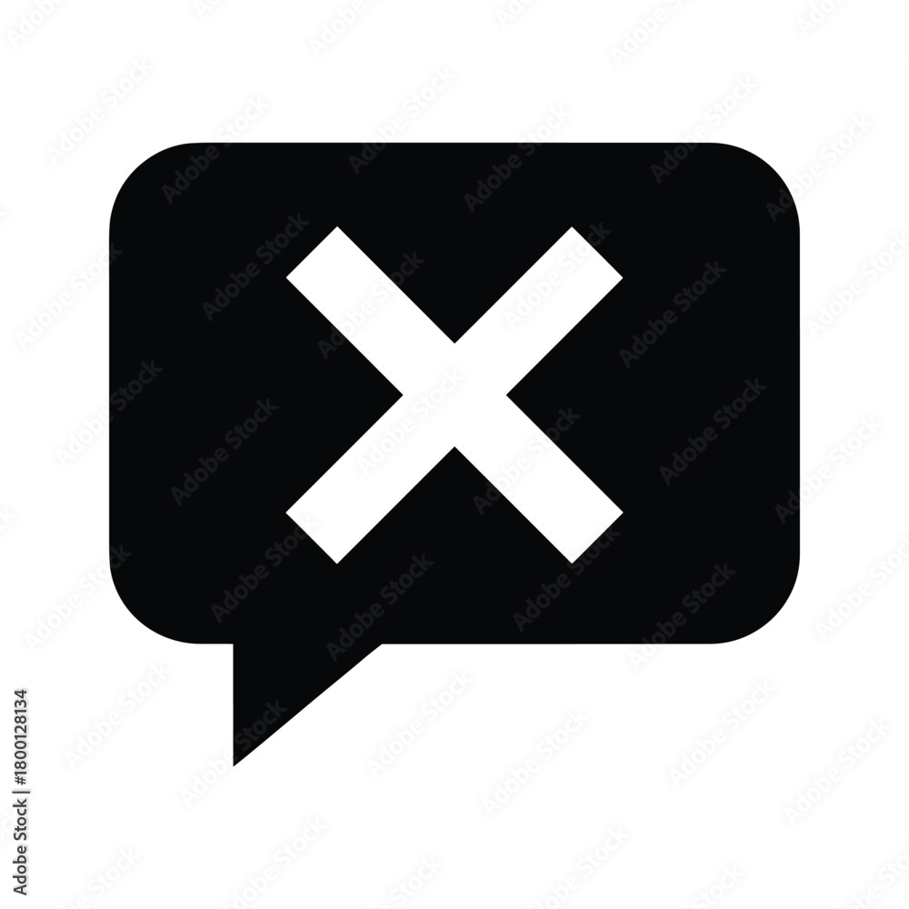 Obraz premium Black chat bubble with a white cross symbol inside, isolated on