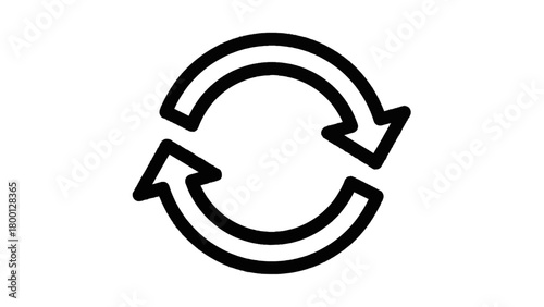 Vector illustration of circular arrows icon representing refresh or recycle symbol isolated on transparent background 
