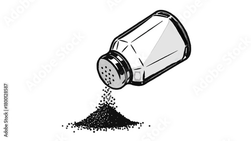 Vector illustration of salt shaker pouring salt, isolated on transparent background 