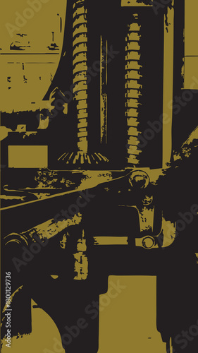 Cogs and screws industrial machinery abstract