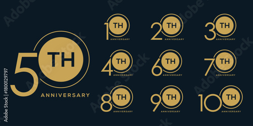 Set Collection of anniversary logo design template. Celebration Day Custom Vector Graphics Concept Icon