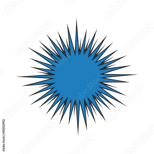 Blue spiky starburst graphic element, dynamic explosion style