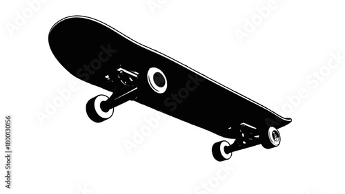 Vector illustration of black skateboard isolated on transparent background 