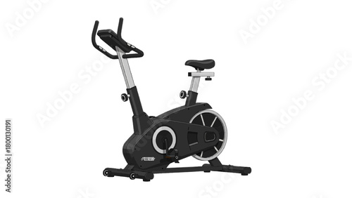 Vector illustration of black exercise bike isolated on transparent background 