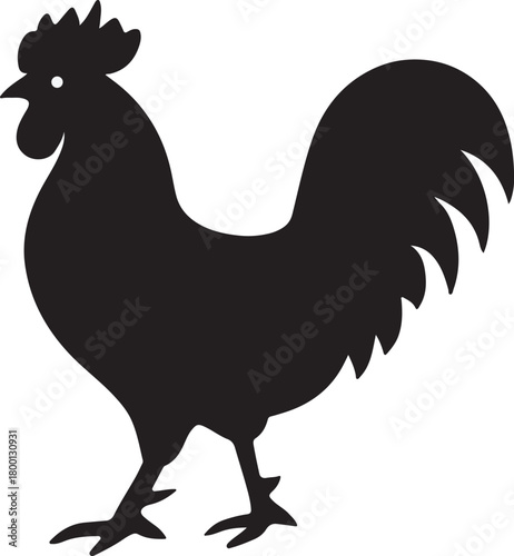 vector art of rooster isolated on white background