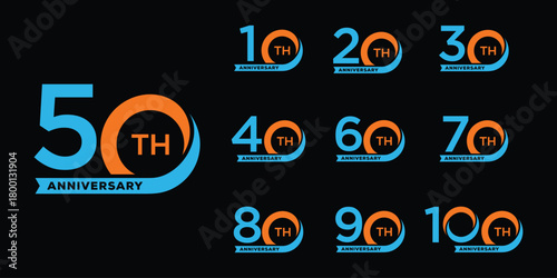 Collection of anniversary logo design template. Celebration Day Custom Vector Graphics Concept Icon