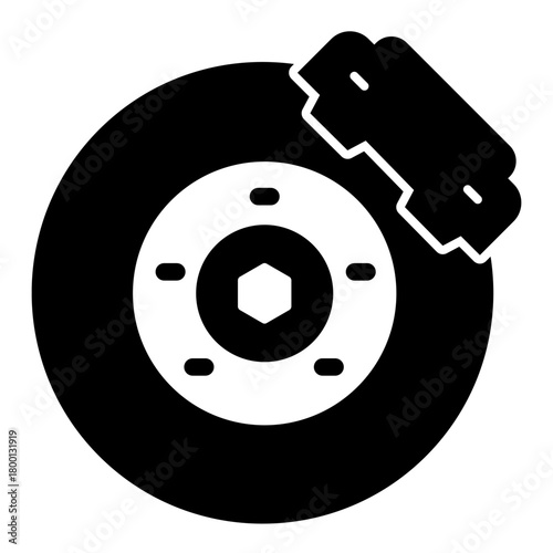 Car brake pad solid icon, car parts concept. Vector graphics. Wheel brake sign on white background, style icon mobile or web design.
