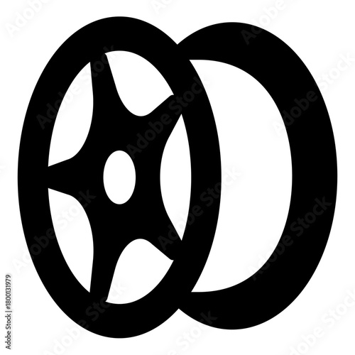 Car disk solid icon, car parts concept. Vector graphics. Disk, wheel without tire sign on white background, style icon mobile or web design.