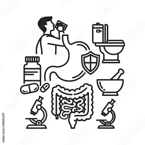 Gastrointestinal health and digestive system medicine care.