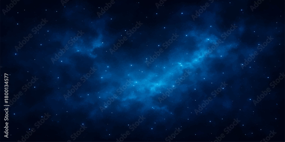 Fototapeta premium Blue abstract astronomy background of deep outer space starfield and bright nebula
