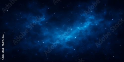 Blue abstract astronomy background of deep outer space starfield and bright nebula